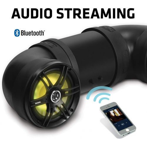  Sound Storm Laboratories Soundstorm BTB8L 8 Inch 700W Bluetooth Amplified Marine Powersports UTV ATV Tube Speaker System with LED Lights, Black