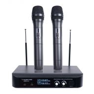 Sound Town Professional Dual-Channel VHF Handheld Wireless Microphone System with LED Display, 2 Handheld Mics for Family Party, Conference, Karaoke, wedding, Church (SWM10-V2HH)