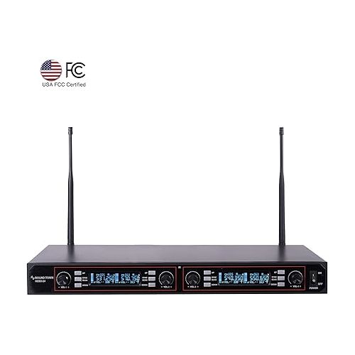  Sound Town 200-Channel Rack Mountable Professional Adjustable UHF Wireless Microphone System with Metal Receiver and 4 Handheld Mics (NESO-U4HH)