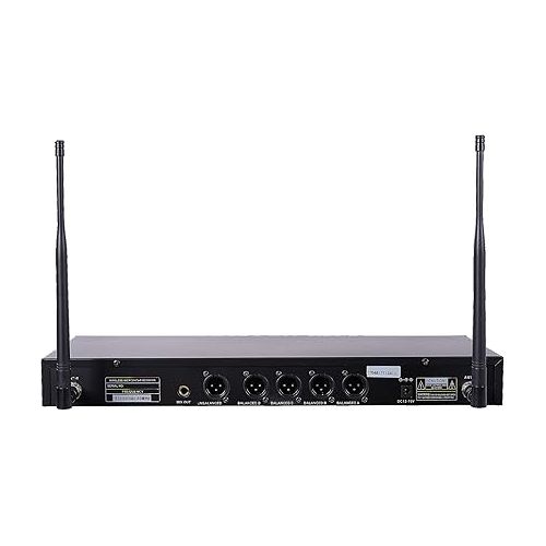  Sound Town 200-Channel Rack Mountable Professional Adjustable UHF Wireless Microphone System with Metal Receiver and 4 Handheld Mics (NESO-U4HH)