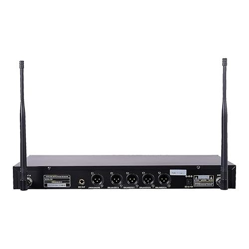  Sound Town 200-Channel Rack Mountable Professional Adjustable UHF Wireless Microphone System with Metal Receiver and 4 Handheld Mics (NESO-U4HH)