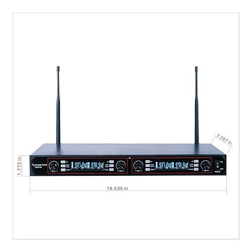  Sound Town 200-Channel Rack Mountable Professional Adjustable UHF Wireless Microphone System with Metal Receiver and 4 Handheld Mics (NESO-U4HH)