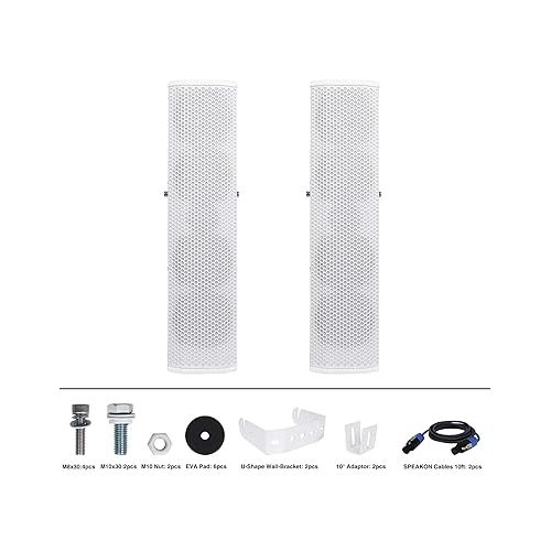  Sound Town Pair of Passive Wall-Mount Column Mini Line Array Speakers with 4 x 5” Woofers, White for Live Event, Church, Conference, Lounge, CARPO-V5W