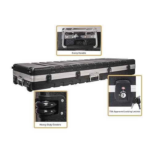 Sound Town Lightweight 61-Note Keyboard Case, ATA Flight Case with TSA Approved Locking Latches, Customizable Interior, Recessed Wheels (STKBC-61)
