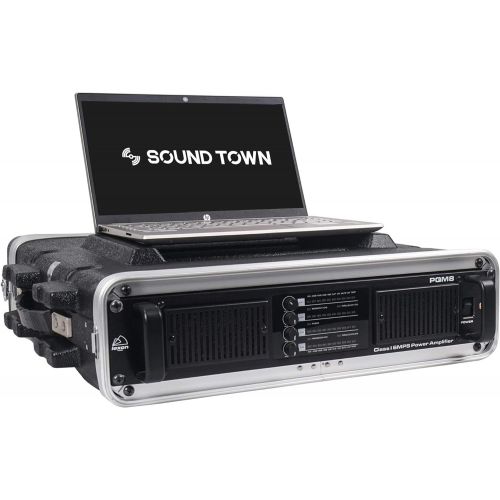  Sound Town Lightweight 2U PA DJ Rack/Road Case with ABS Construction, 19” Depth and Heavy-Duty Latches (STRC-A2U)