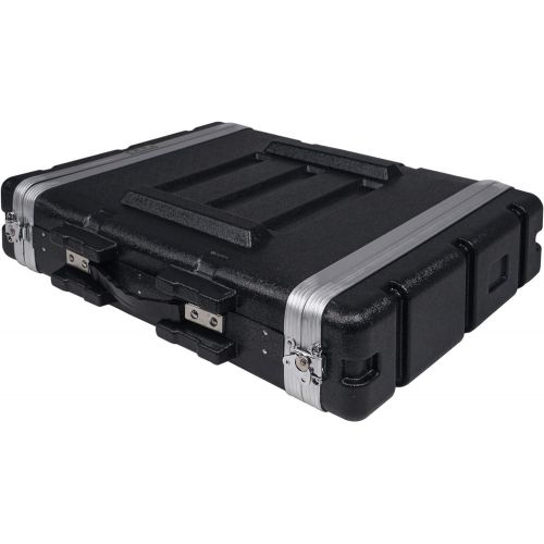  Sound Town Lightweight 2U PA DJ Rack/Road Case with ABS Construction, 19” Depth and Heavy-Duty Latches (STRC-A2U)