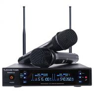 Sound Town Metal 200 Channels UHF Wireless Microphone System with 2 Handheld Microphones and Auto Scan, for Church, School, Outdoor Wedding, Meeting, Party and Karaoke (SWM26-U2HH)