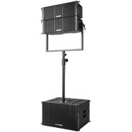 Sound Town ZETHUS Series Line Array System with Pair of Compact 2X8” Line Array Speakers, One 2X12” Subwoofer, Mounting Pole and Audio Cables (ZETHUS-208-212S-SS)