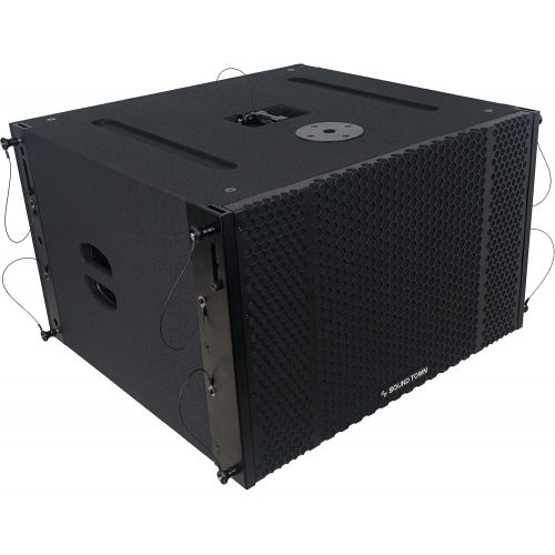  Sound Town ZETHUS Series Line Array System with Pair of Compact 2X8” Line Array Speakers, One 2X12” Subwoofer, Mounting Pole and Audio Cables (ZETHUS-208-212S-SS)