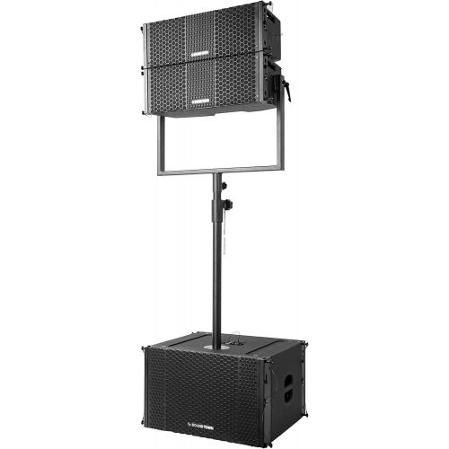  Sound Town ZETHUS Series Line Array System with Pair of Compact 2X8” Line Array Speakers, One 2X12” Subwoofer, Mounting Pole and Audio Cables (ZETHUS-208-212S-SS)