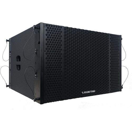  Sound Town ZETHUS Series Line Array System with Pair of Compact 2X8” Line Array Speakers, One 2X12” Subwoofer, Mounting Pole and Audio Cables (ZETHUS-208-212S-SS)