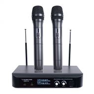 Sound Town Professional Dual-Channel VHF Handheld Wireless Microphone System, 2 handheld mics, for Church, Business Meeting, Outdoor Wedding and Karaoke (SWM10-V2HH)