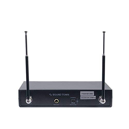  Sound Town Professional Dual-Channel VHF Handheld Wireless Microphone System, 2 handheld mics, for Church, Business Meeting, Outdoor Wedding and Karaoke (SWM10-V2HH)