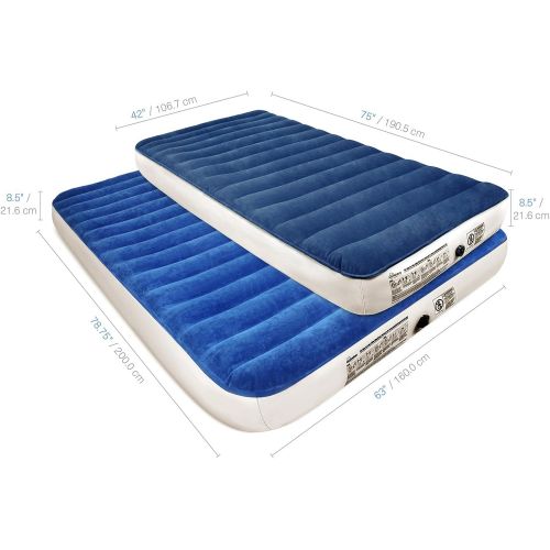  SoundAsleep Products SoundAsleep Camping Series Air Mattress with Eco-Friendly PVC - Included Rechargeable Air Pump - Twin Size