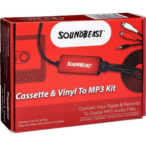  SoundBeast Cassette & Vinyl to MP3 Kit - USB Device, Software, Instructions, & Tech Support - Transfer Your Cassette Tapes & Vinyl Records to Digital MP3