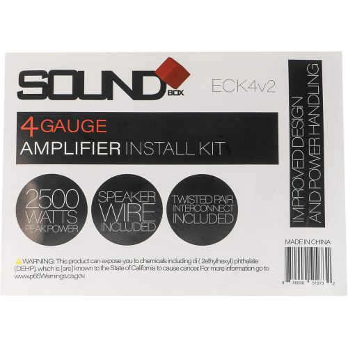  SoundBox ECK4v2, 4 Gauge Amp Kit - Complete Amplifier Install Wiring - 2500W