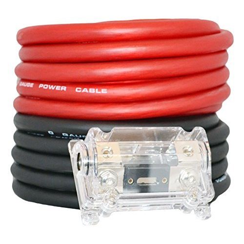  SoundBox Connected 0 Gauge Red  Black Amplifier Amp PowerGround 10 Wire Set 50 Feet SuperFlex Cable 25 Each, ANL Fuse Holder