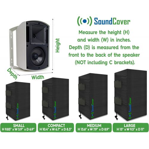  SoundCover 2 Compact Outdoor Speaker Covers - Protection & Storage Bags fit Klipsch Kho-7, Polk Atrium 5, Herdio 5.25 & Pyle 5.25 Bluetooth Speakers - (MAX Size: Height 10.4 X Width 6.7 X Dep