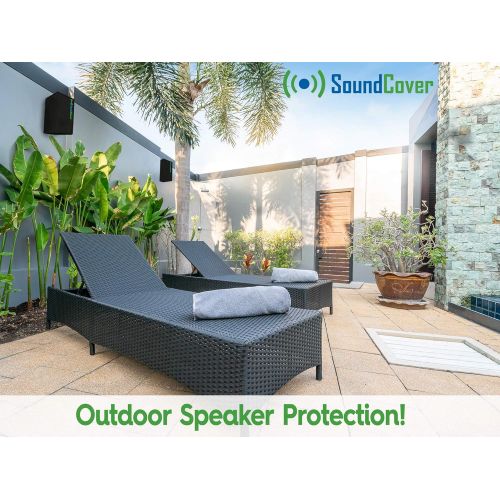  SoundCover 2 Compact Outdoor Speaker Covers - Protection & Storage Bags fit Klipsch Kho-7, Polk Atrium 5, Herdio 5.25 & Pyle 5.25 Bluetooth Speakers - (MAX Size: Height 10.4 X Width 6.7 X Dep