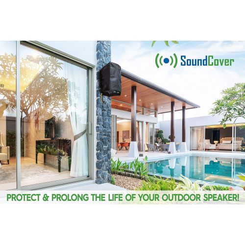  SoundCover 2 Black Waterproof Outdoor Speaker Covers for Outdoor Speakers fit Yamaha NS-AW194, Herdio 4 & Polk Audio Atrium 4 - Sound Flap Option & UV50+ Protection (MAX Size: H 9.85 x W 5.9