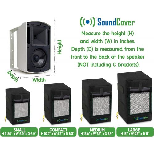 SoundCover 2 Black Waterproof Outdoor Speaker Covers for Outdoor Speakers fit Yamaha NS-AW194, Herdio 4 & Polk Audio Atrium 4 - Sound Flap Option & UV50+ Protection (MAX Size: H 9.85 x W 5.9