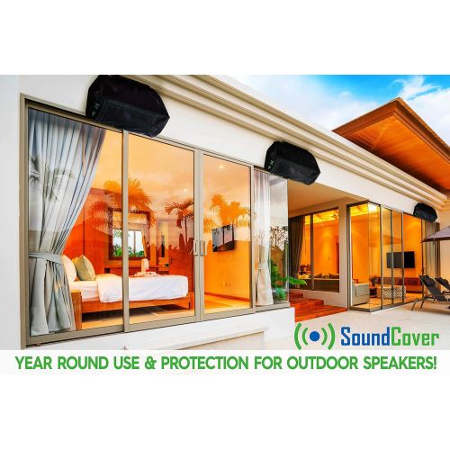  SoundCover 2 Heavy Duty Waterproof UV Protection Speaker Covers Bags for Outdoor Speakers with Sound Flap - Yamaha NS-AW294, Definitive Technology AW 5500, Polk Atrium 6, Yamaha NS-AW350 & Bo