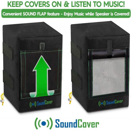  SoundCover 2 Heavy Duty Waterproof UV Protection Speaker Covers Bags for Outdoor Speakers with Sound Flap - Yamaha NS-AW294, Definitive Technology AW 5500, Polk Atrium 6, Yamaha NS-AW350 & Bo