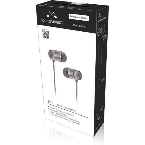  SoundMAGIC Noise Isolating Earphones Wired in-Ear Earbuds Powerful Bass HiFi Stereo Sport Headphones (E11, Gunmetal)