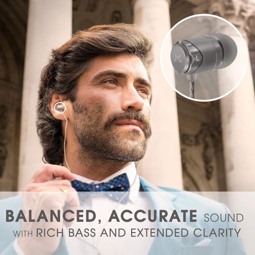  SoundMAGIC Noise Isolating Earphones Wired in-Ear Earbuds Powerful Bass HiFi Stereo Sport Headphones (E11, Gunmetal)