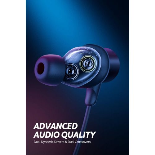  SoundPEATS Force Pro Dual Dynamic Drivers Bluetooth Headphones, Neckband Wireless Earbuds with Crossover, APTX HD Audio Built in Mic 22 Hours Playtime, Bluetooth 5.0 Headset Sports