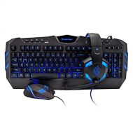 Soundbot SportsBot SS301 Blue LED Gaming Over-Ear Headset Headphone, Keyboard & Mouse Combo Set w/ 40mm Speaker Driver, High-Quality Microphone, Multimedia Keys & Window Key Lock, 4 DPI Lev