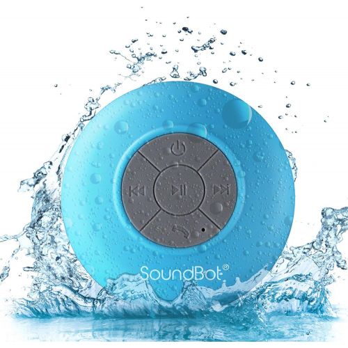  [아마존베스트]SoundBot SB510 HD Water Resistant Bluetooth 3.0 Shower Speaker, Handsfree Portable Speakerphone with Built-in Mic, 6hrs of playtime, Control Buttons and Dedicated Suction Cup (Blue