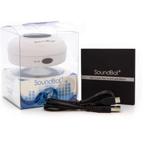  [아마존베스트]SoundBot SB510 HD Water Resistant Bluetooth 3.0 Shower Speaker, Handsfree Portable Speakerphone with Built-in Mic, 6hrs of Playtime, Control Buttons and Dedicated Suction Cup for S