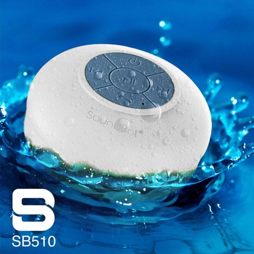  [아마존베스트]SoundBot SB510 HD Water Resistant Bluetooth 3.0 Shower Speaker, Handsfree Portable Speakerphone with Built-in Mic, 6hrs of Playtime, Control Buttons and Dedicated Suction Cup for S