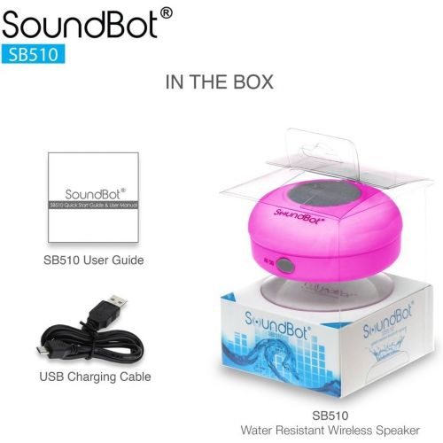  [아마존베스트]SoundBot SB510 HD Water Proof Bluetooth 3.0 Speaker, Mini Water Resistant Wireless Shower Speaker, Handsfree Portable Speakerphone with Built-in Mic