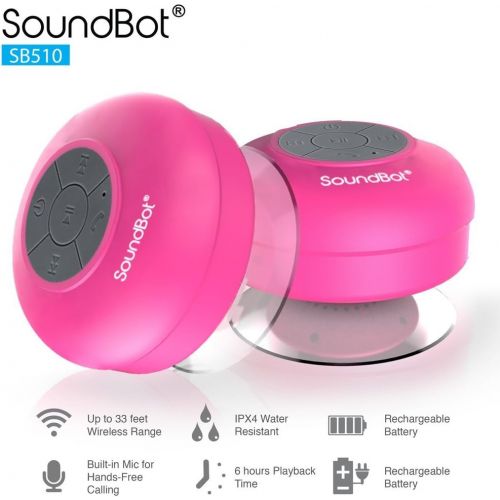  [아마존베스트]SoundBot SB510 HD Water Proof Bluetooth 3.0 Speaker, Mini Water Resistant Wireless Shower Speaker, Handsfree Portable Speakerphone with Built-in Mic