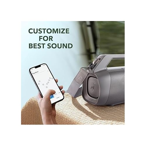  Soundcore Anker Motion Boom Plus IP67 Portable Speaker, 80W Stereo Sound, Custom EQ & BassUp, USB-C, Bluetooth, Built-in Power Bank, Waterproof Bluetooth Speaker for Camping, Pool, Beach, and Backyard