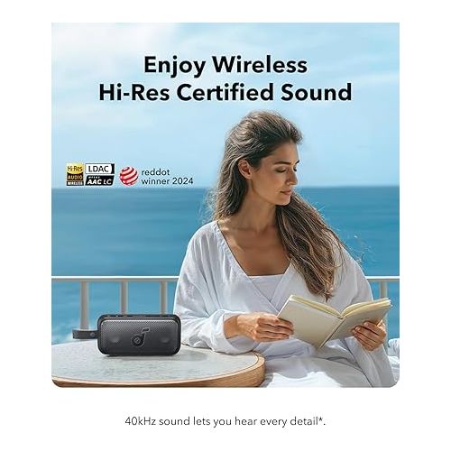  Soundcore Motion 300 Wireless Hi-Res Portable Speaker with BassUp, Bluetooth with SmartTune Technology, 30W Stereo Sound, 13H Playback, and IPX7 Waterproof, for Backyard, Camping, and Hiking