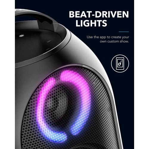  Anker Soundcore Rave Mini Portable Party Speaker, Huge 80W Sound, Fully Waterproof, USB Charger, Beat-Driven Light Show, App, Party Games, All-Weather Speaker for Outdoor, Tailgati