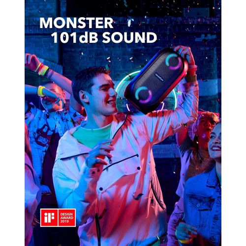  Anker Soundcore Rave Mini Portable Party Speaker, Huge 80W Sound, Fully Waterproof, USB Charger, Beat-Driven Light Show, App, Party Games, All-Weather Speaker for Outdoor, Tailgati