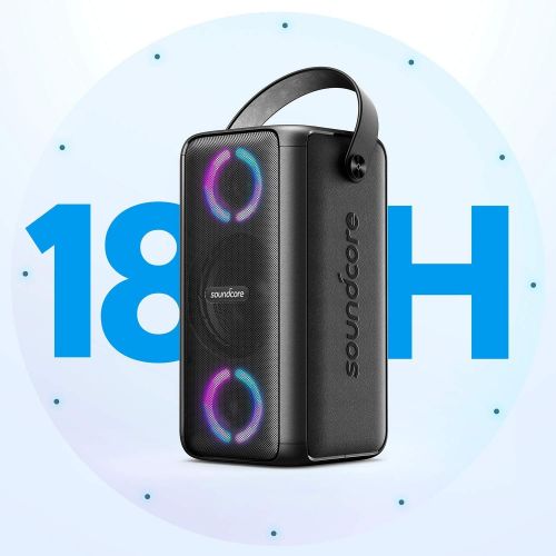  Soundcore Trance Bluetooth Speaker, Outdoor Bluetooth Speaker with 18 Hour Playtime, BassUp Technology, Huge 101dB Sound, LED Lights, Soundcore App, IPX7 Waterproof, Wireless Speak
