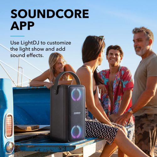  Soundcore Trance Bluetooth Speaker, Outdoor Bluetooth Speaker with 18 Hour Playtime, BassUp Technology, Huge 101dB Sound, LED Lights, Soundcore App, IPX7 Waterproof, Wireless Speak