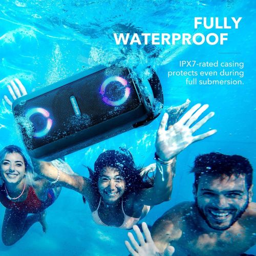  Soundcore Trance Bluetooth Speaker, Outdoor Bluetooth Speaker with 18 Hour Playtime, BassUp Technology, Huge 101dB Sound, LED Lights, Soundcore App, IPX7 Waterproof, Wireless Speak