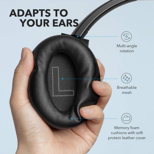  Anker Soundcore Life Q20 Hybrid Active Noise Cancelling Headphones, Wireless Over Ear Bluetooth Headphones, 40H Playtime, Hi-Res Audio, Deep Bass, Memory Foam Ear Cups, for Travel,