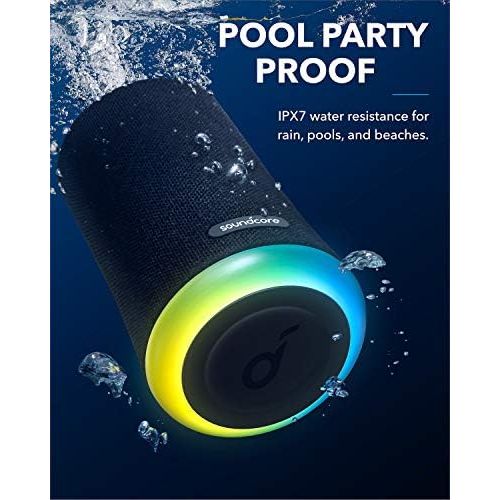 앤커 Anker Soundcore Flare Mini Bluetooth Speaker, Outdoor Bluetooth Speaker, IPX7 Waterproof for Outdoor Parties, LED Show with 360° Sound and BassUp technology