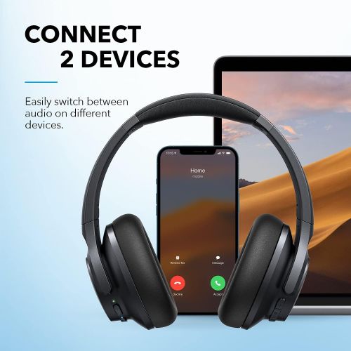  Soundcore by Anker Life Q20+ Active Noise Cancelling Headphones, 40H Playtime, Hi-Res Audio, Soundcore App, Connect to 2 Devices, Memory Foam Earcups, Bluetooth Headphones for Trav