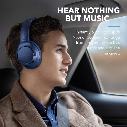  Anker Soundcore Life Q20 Hybrid Active Noise Cancelling Headphones, Wireless Over Ear Bluetooth Headphones, 40H Playtime, Hi-Res Audio, Deep Bass, Memory Foam Ear Cups, for Travel,