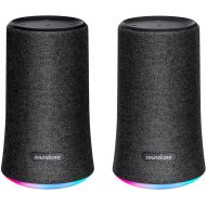 Soundcore Flare Portable Bluetooth 360° Speaker by Anker, with All-Round Sound, Wireless Stereo Pairing, Enhanced Bass & Ambient LED Light, and IPX7 Waterproof Rating -2-Pack, Blac