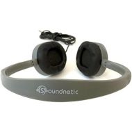 Soundnetic SN65 Flat Cool Gray Stereo Headphones with Rubber Earpads 25 Pack