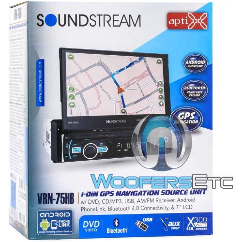  Soundstream VRN-75HB 7 Touchscreen 1-DIN w DVD, CDMP3, AMFM Receiver w GPS Navigation & Android PhoneLink